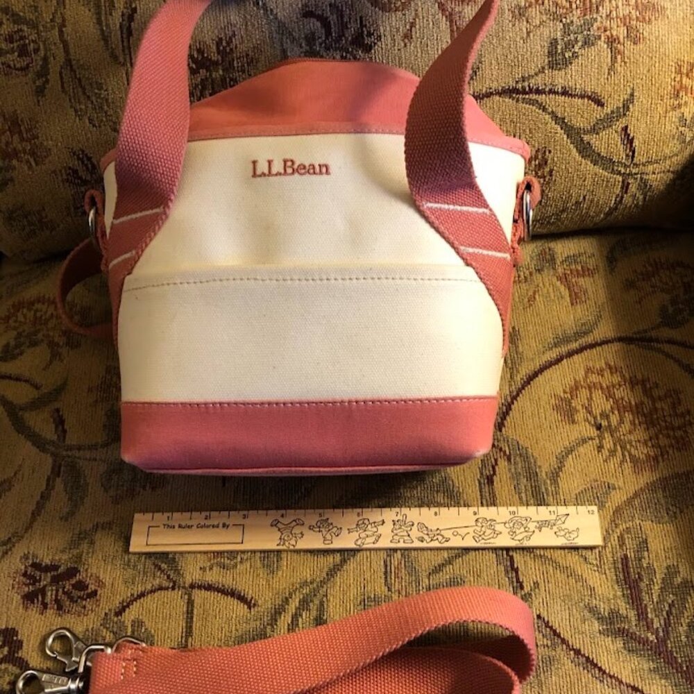 L.L. Bean Pink and Cream Canvas Tote